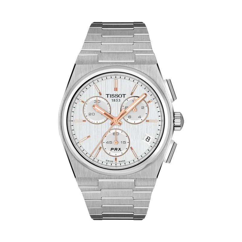 Tissot PRX Chronograph Quarz 41 mm Edelstahlband Silber Herrenuhr T137.417.11.031.00