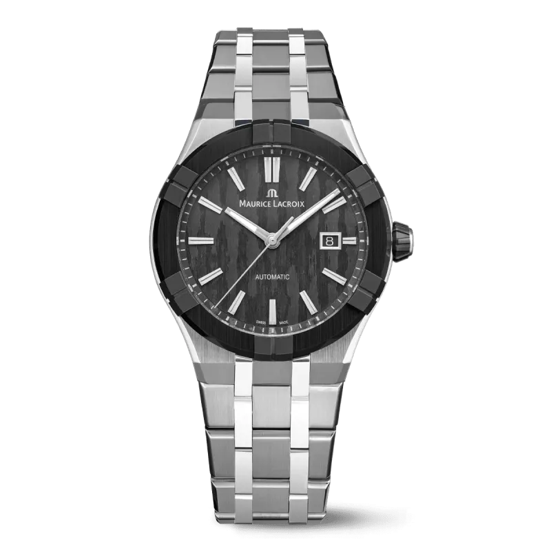 Maurice Lacroix Aikonic Automatic 43mm, Gangreserve 60 Stunden, Edelstahl, Schwarz Herrenuhr AC6008-SSL22-330-1