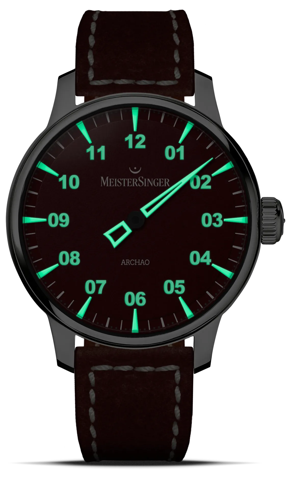 Meister Singer Archao DLC, Rot, Automatikwerk, 43mm, Lederband Herrenuhr AR911BL