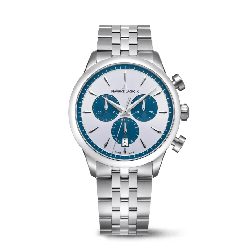 Maurice Lacroix 1975 Quartz Chronograph Blau/Silber 40MM Herrenuhr 751038-SS002-131-1