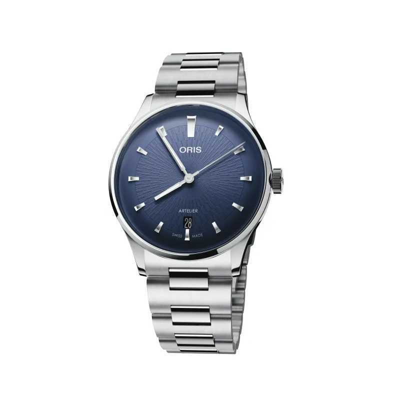 Oris Artelier Date 38mm Automatik Edelstahl Blau Herrenuhr 01 733 7810 4055-07 8 20 20