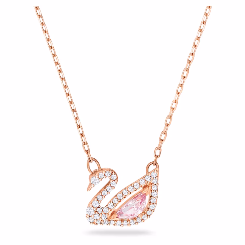 Swarovski  Swan Halskette Schwan, Rosa, 18k rosévergoldet
