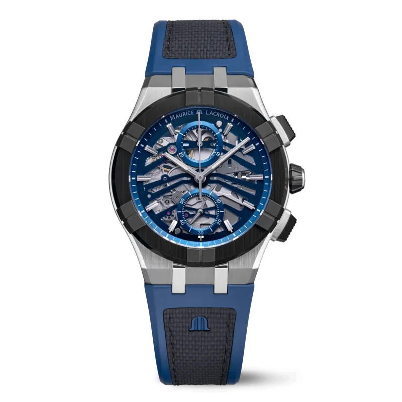 Maurice Lacroix AIKONIC AUTOMATIC CHRONOGRAPH SKELETON BLAU Herrenuhr AC8018-SSL20-030-4