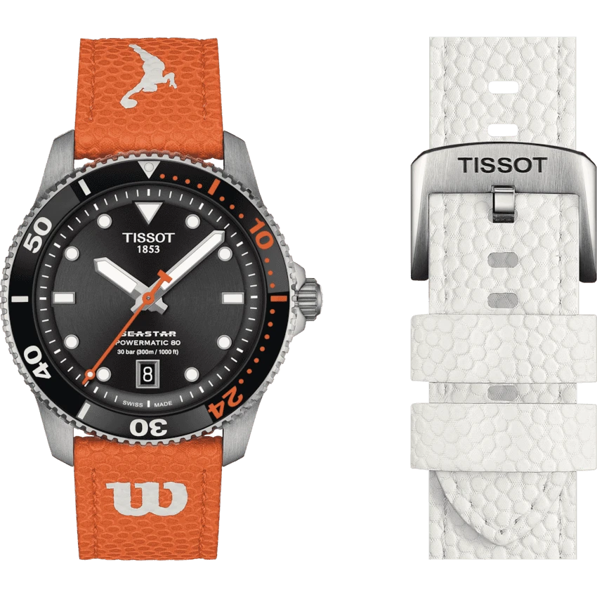 Tissot Seastar Wilson WNBA  Herrenuhr Set mit weißem Lederarmband T120.807.17.051.00