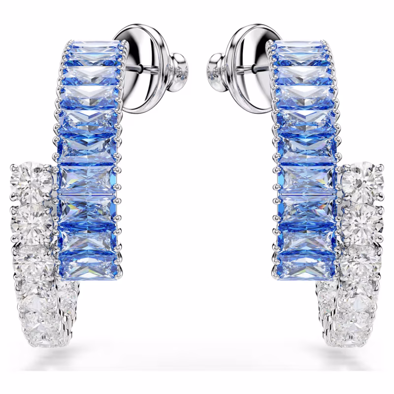 Swarovski  Matrix Kreolen Verschiedene Schliffe, Blau, Rhodiniert