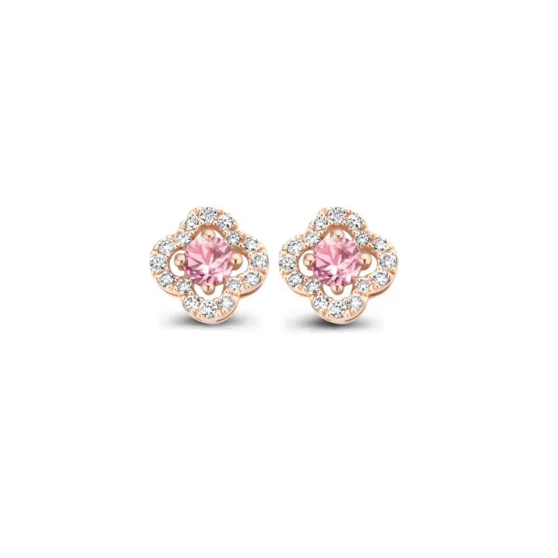 One More Salina Damen Ohrringe in 18 Karat Roségold mit rosa Saphir und Diamanten 063067XA