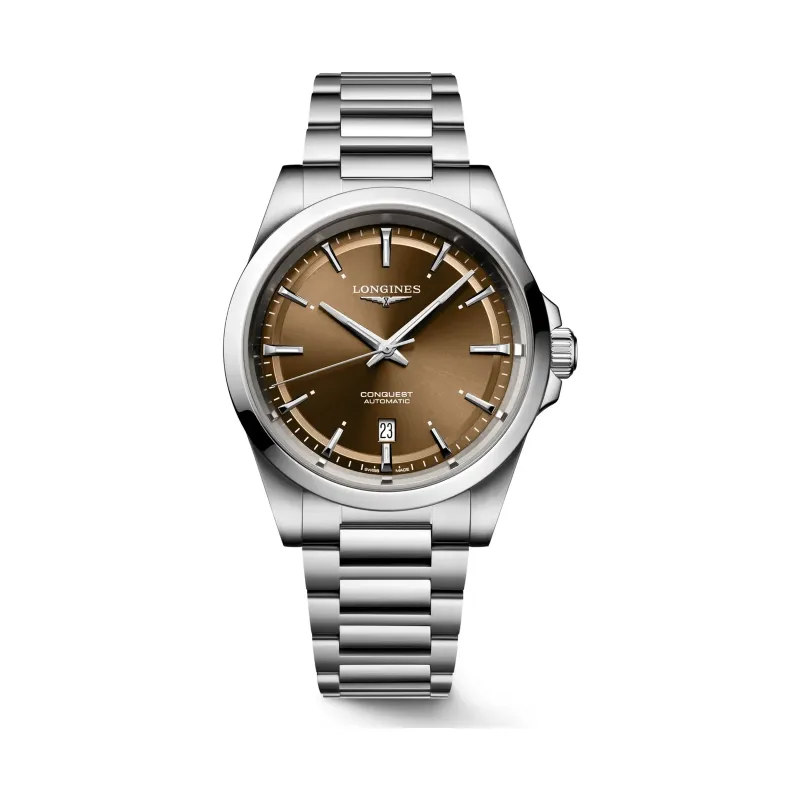 Longines Conquest Braun Edelstahlband 41 mm Herrenuhr L3.830.4.62.6