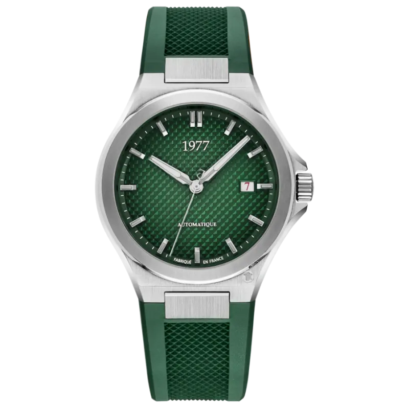 1977 ARSENE Automatik, 41 mm, Zifferblatt Grün, Kautschukband FKM Grün, Herrenuhr 1977P02177