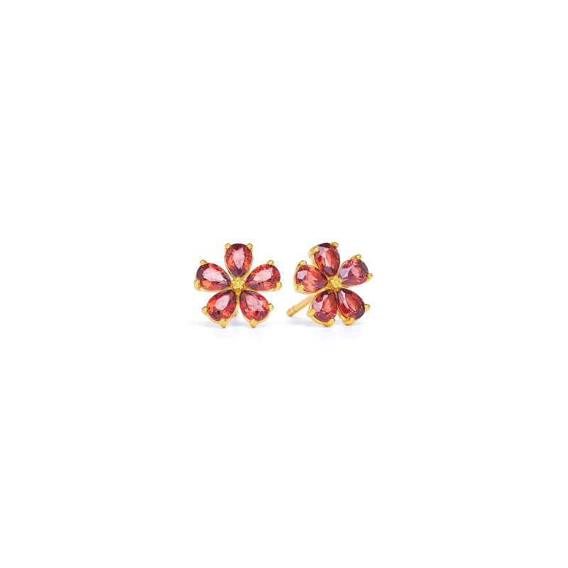 Bernd Wolf Stecker Marga Designlinie Flowertimes, Blume, Granat, 10mm