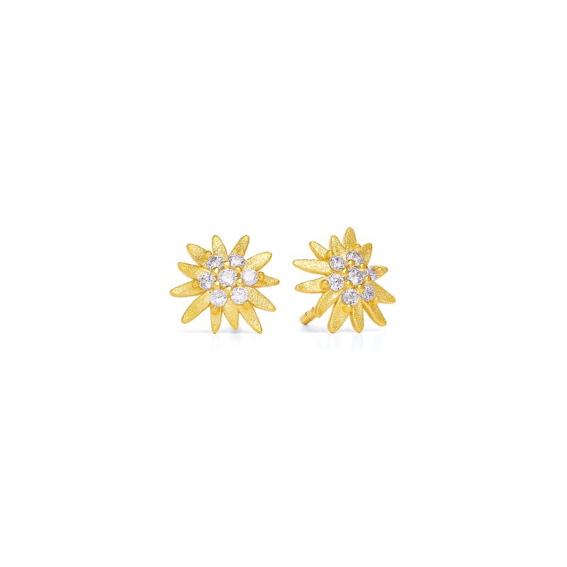 Bernd Wolf Stecker Edelweiss Designlinie Bergwelt, Gold, Sterlingsilber 925