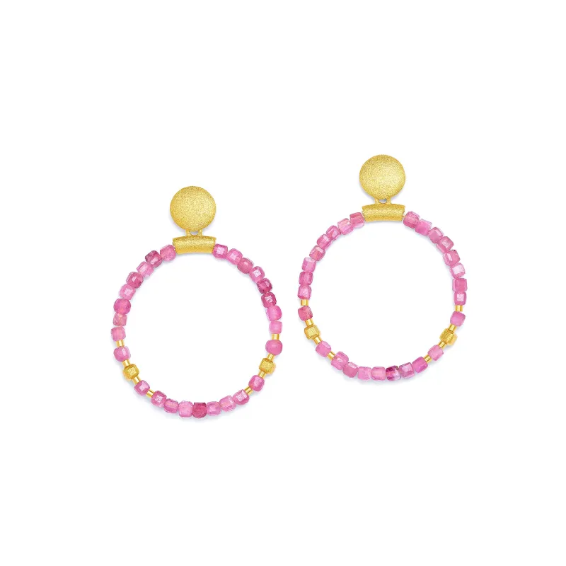 Bernd Wolf Ohrringe Rondela Designlinie Cubes, Turmalin pink