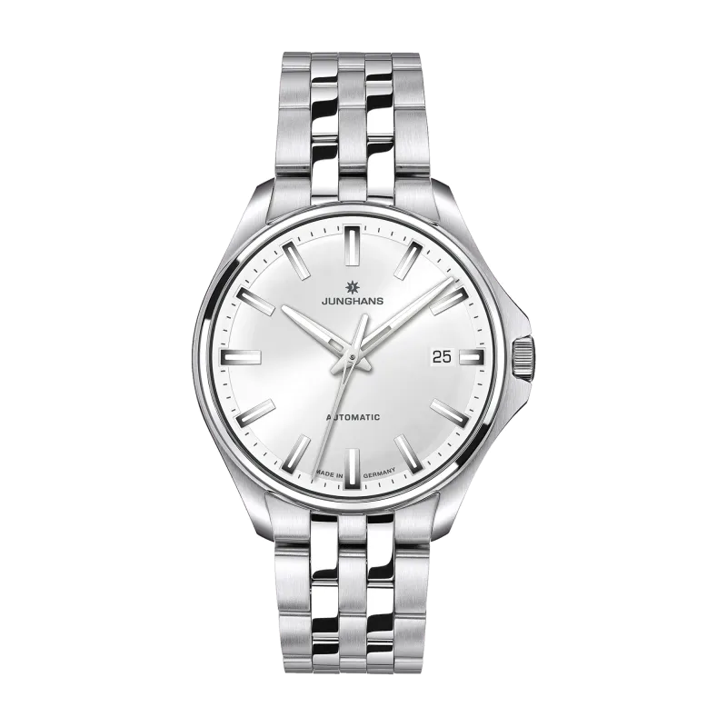 Junghans Meister S Automatic 36, Gangreserve bis zu 38 Stunden, Silber, Edelstahlband Herrenuhr 27/4683.44