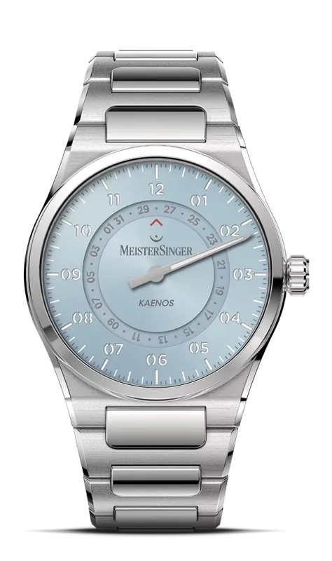 Meister Singer Kaenos Open Date Sonnenschliff Eisblau Herrenuhr KSOD914