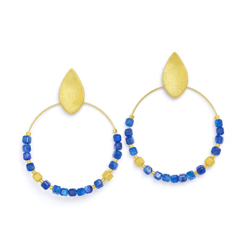 Bernd Wolf Ohrringe Rondina Designlinie Cubes Kyanit, Blau / Gold