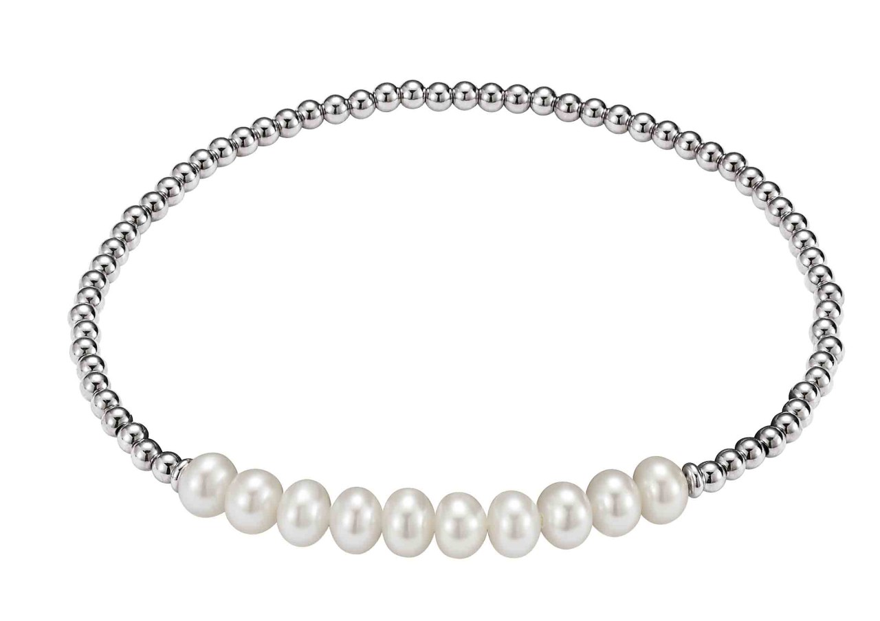 Adriana Kugelarmband Silber rhod. mit mehreren Süßwasserperlen G6-94