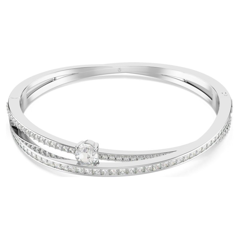 Swarovski Hyperbola Armreif Verschiedene Schliffe, Weiß, Rhodiniert