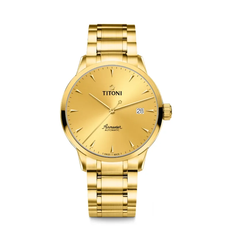 Titoni Airmaster Gelbgold Herrenuhr 83733G-651