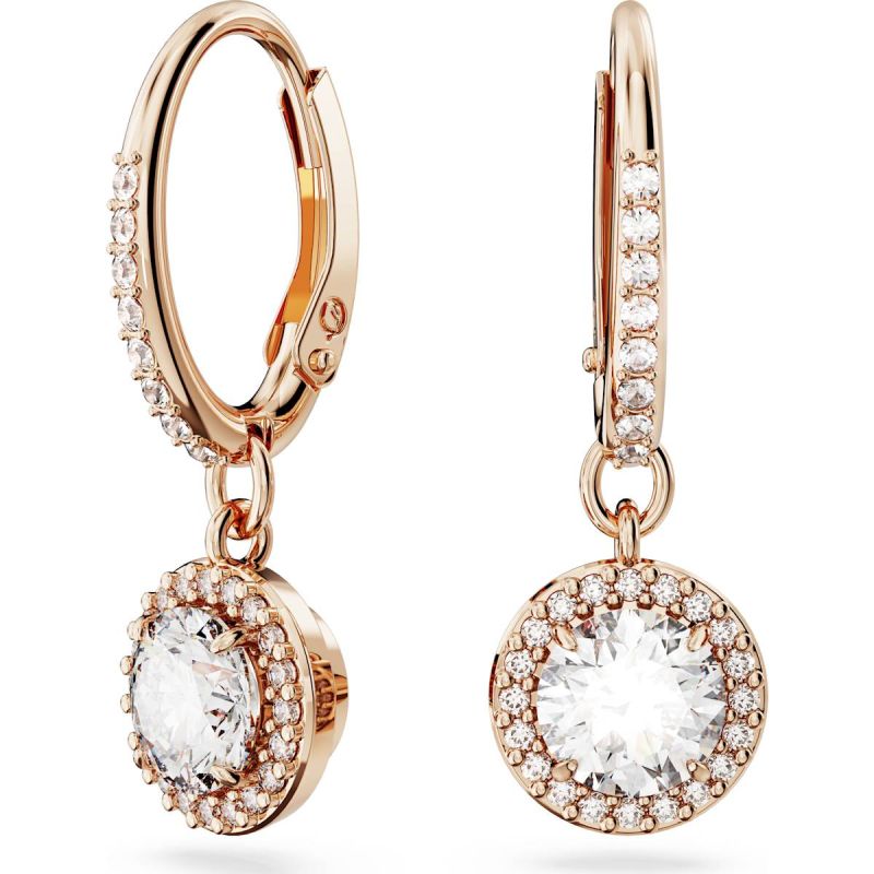 Swarovski Una Angelic Ohrhänger, Rundschliff, Pavé, Weiß, Roségoldlegiert