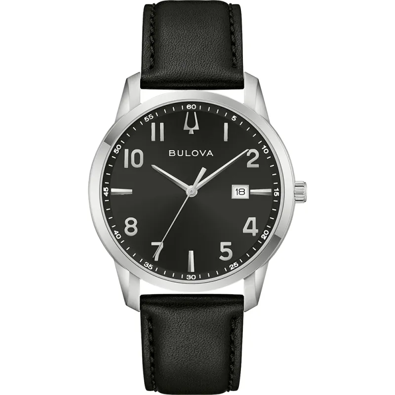 Bulova Classic Leder Schwarz Quartz, 40mm Herrenuhr 96B473