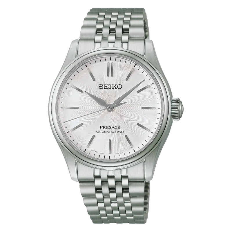 Seiko Presage Automatik 3 Zeiger, 72 Stunden Gangreserve, Edelstahl, Weiß Herrenuhr HCC001J1