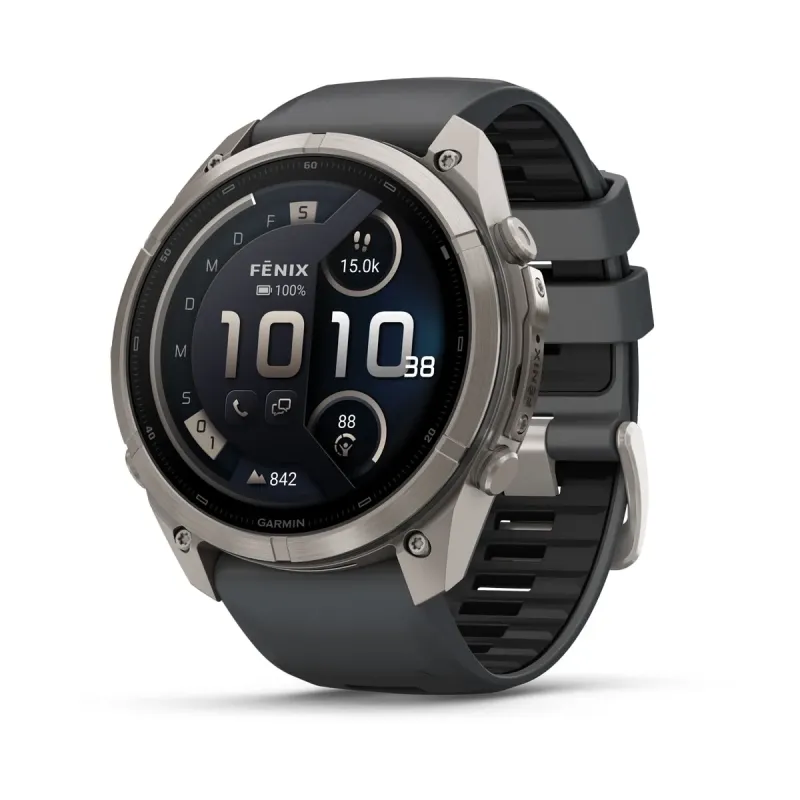 Garmin fēnix® 9 Pro inReach® - 51 mm AMOLED Sapphire Titan mit Silikon-Armband Graphit/Schwarz 010-04337-21