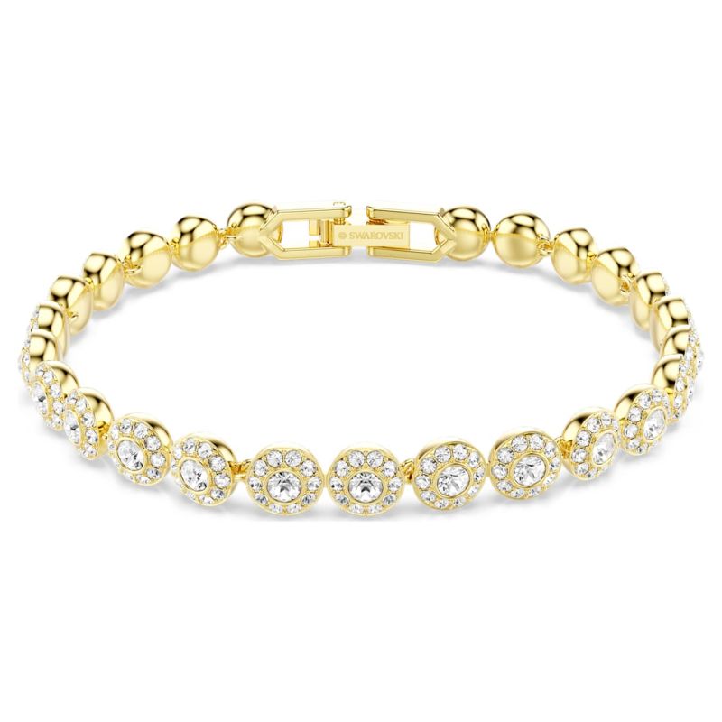 Swarovski  Una Angelic Armband Rundschliff, Weiß, Goldlegierungsschicht