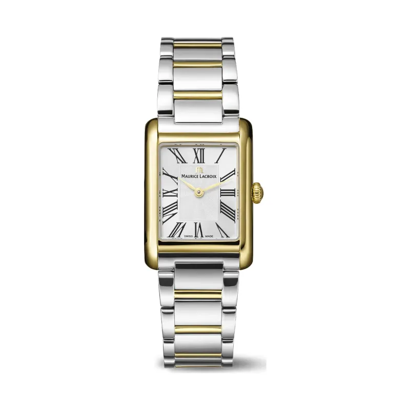 Maurice Lacroix Fiaba Square 24 x 34 mm Quarz Gelbgold-PVD bicolores Armband Damenuhr FA1205-PVY02-110-A