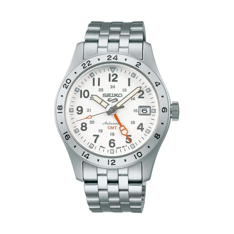 Seiko 5 Sports Automatik GMT, 39 mm, Edelstahlband Herrenuhr SSK059K1