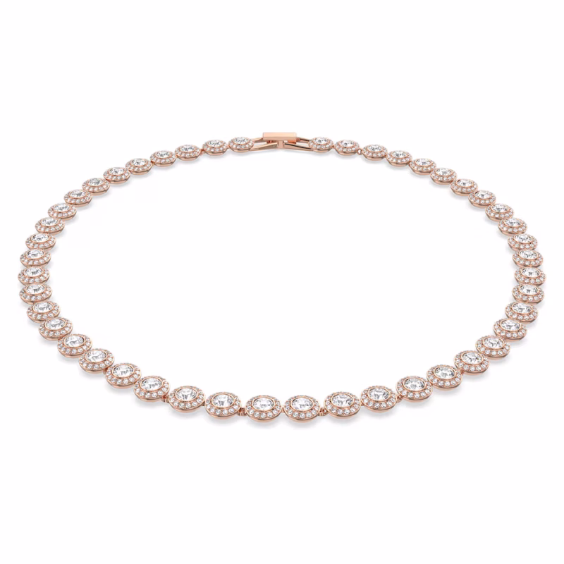 Swarovski  Una Angelic Halskette Rundschliff, Mittel, Weiß, 18k rosévergoldet