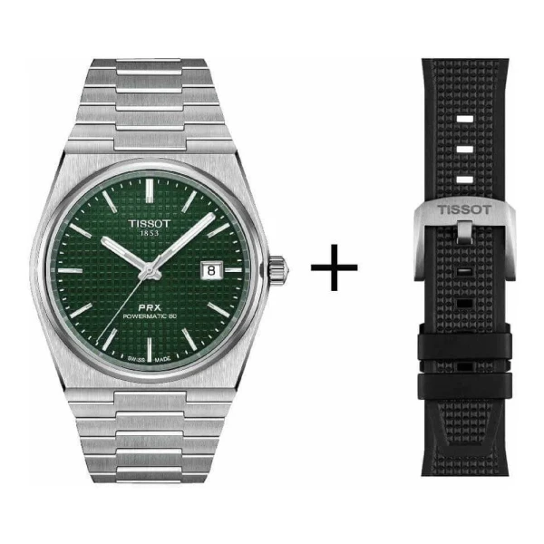 Tissot Herrenuhr PRX Powermatic 80, T137.407.11.091.00 Set mit Kautschukband