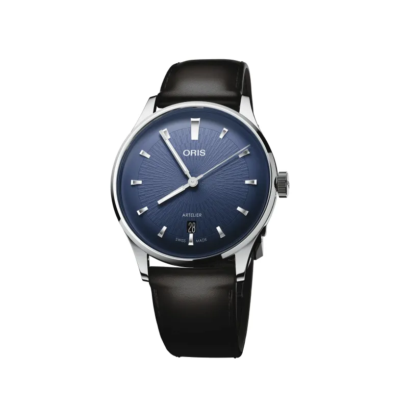 Oris Artelier Date 38mm Lederband Automatik Blau Herrenuhr 01 733 7810 4055-07 6 20 17FC