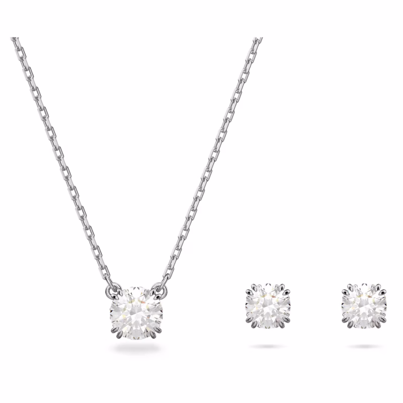 Swarovski  Stilla Set Rundschliff, Weiß, Rhodiniert