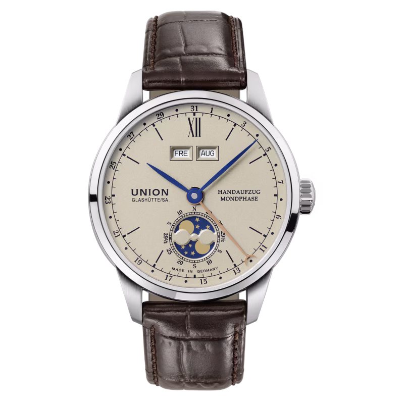 Union Glashütte 1893 Johannes Dürrstein Edition "Doppelmondphase" Herrenuhr D007.458.16.039.00