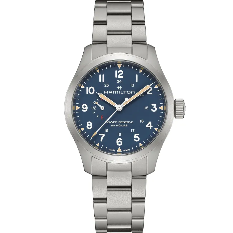 Hamilton Khaki Field Power Reserve Handaufzug 40 mm Edelstahlband Blau Herrenuhr H69509140