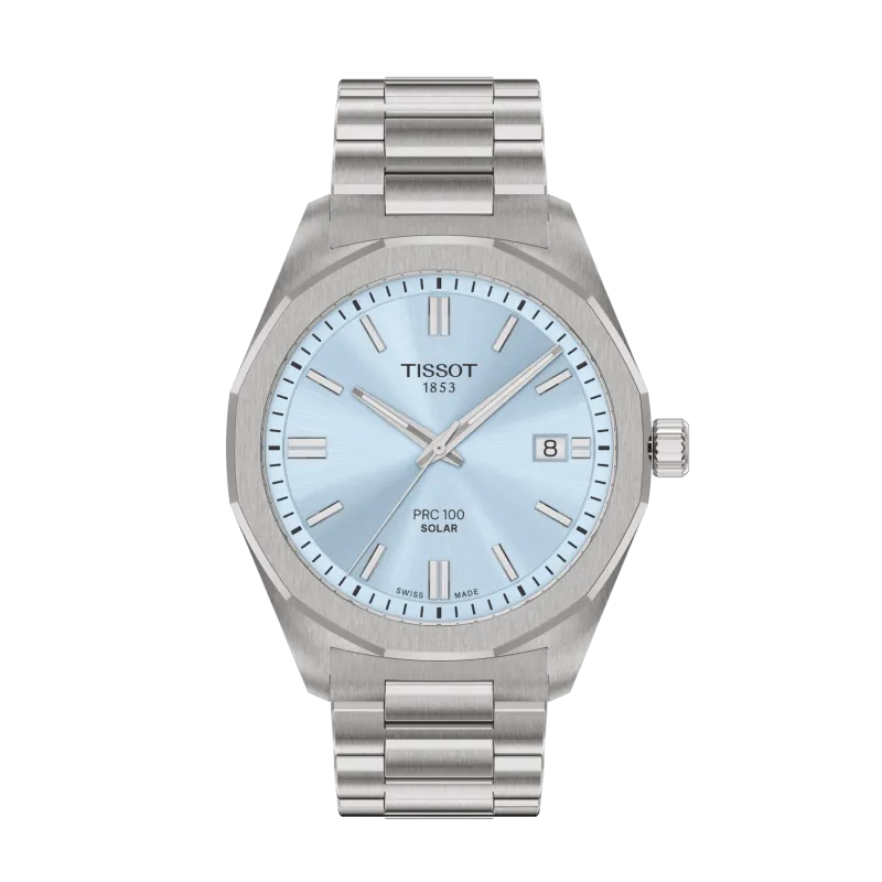 Tissot PRC 100 Solar 39mm, Silber, Edelstahlarmband Herrenuhr T151.422.11.351.00