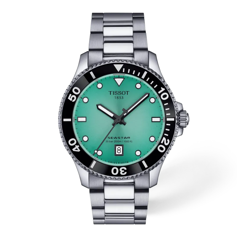 Tissot Tissot Seastar 1000 40mm, Edelstahlgehäuse, 30ATM, Quarzwerk, Türkis Herrenuhr T120.410.11.091.00