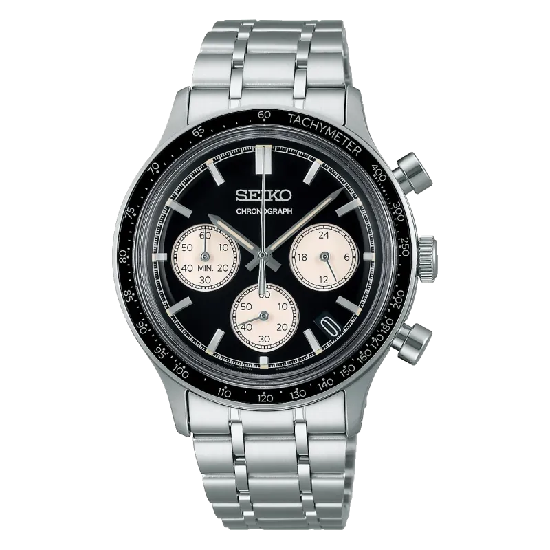 Seiko Quarz Chronograph Schwarz Herrenuhr SSB479P1