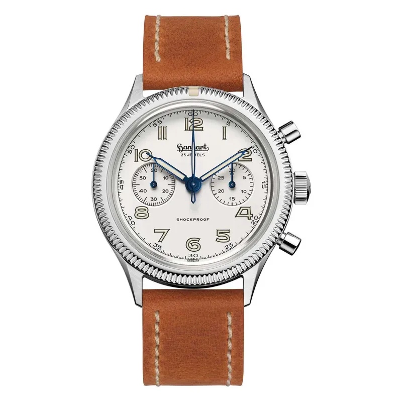 Hanhart 417 ES Moby Dick 42 mm Lederband Hellbraun Herrenuhr H721.202-8210