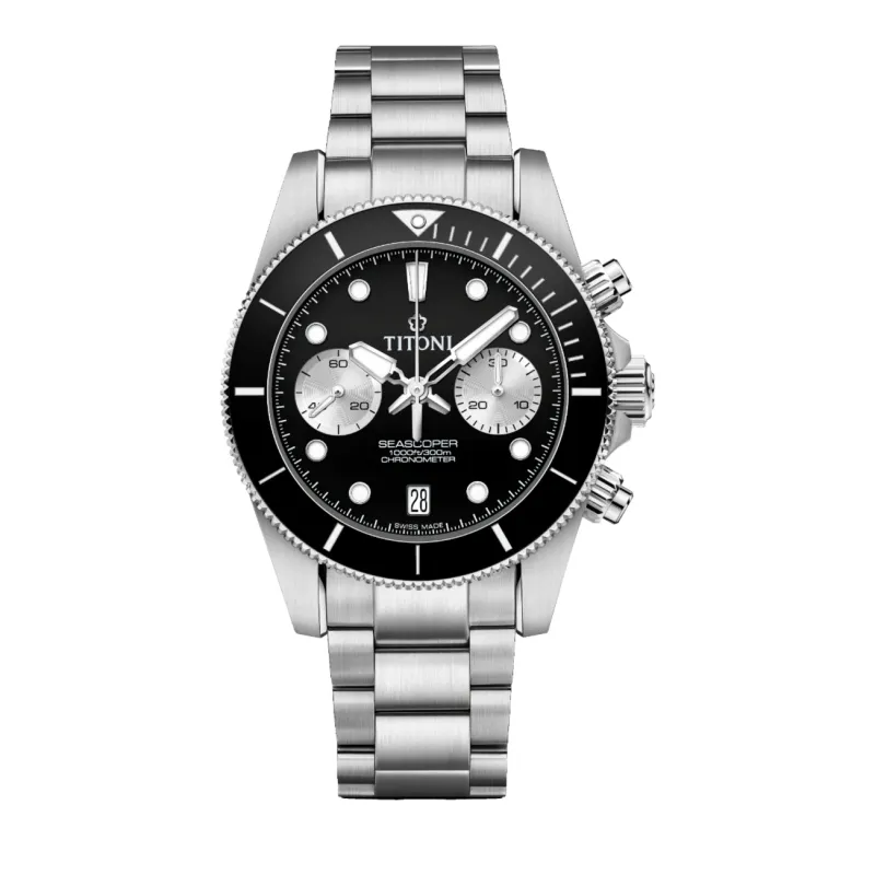 Titoni Seascoper Chronograph Schwarz Herrenuhr 94300 S-BK-731