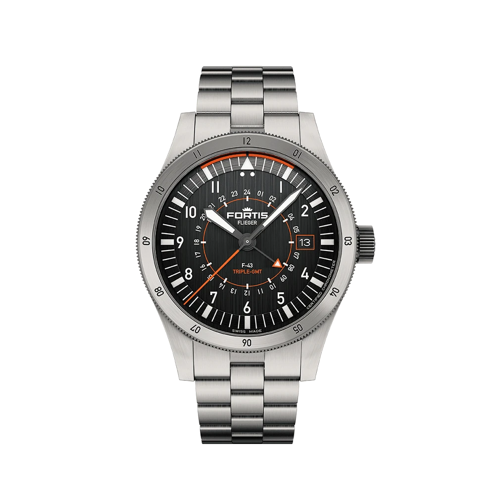 Fortis FLIEGER F-43 Triple-GMT Black Herrenuhr F4260000