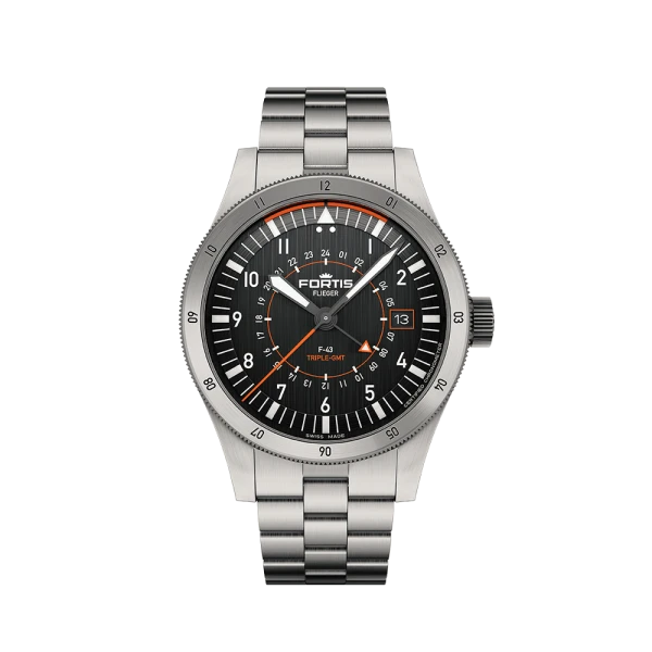 Fortis FLIEGER F-43 Triple-GMT Black Herrenuhr F4260000