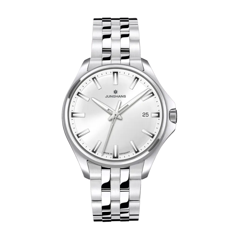 Junghans Meister S Quarz 35, Silber, Edelstahlband, 35mm Herrenuhr 47/4633.44