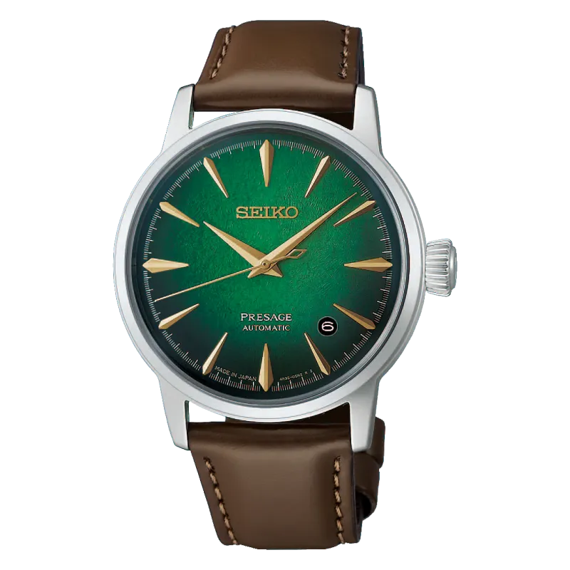 Seiko PRESAGE Automatik 3 Zeiger, Lederband, 41 Stunden Gangreserve, Mint Mist Grün Herrenuhr HCB002J1