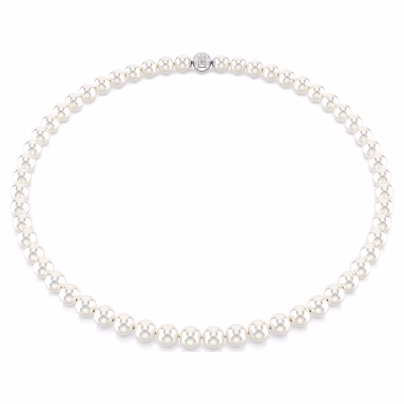 Swarovski  Matrix Halskette Kristallperle, Weiß, Rhodiniert