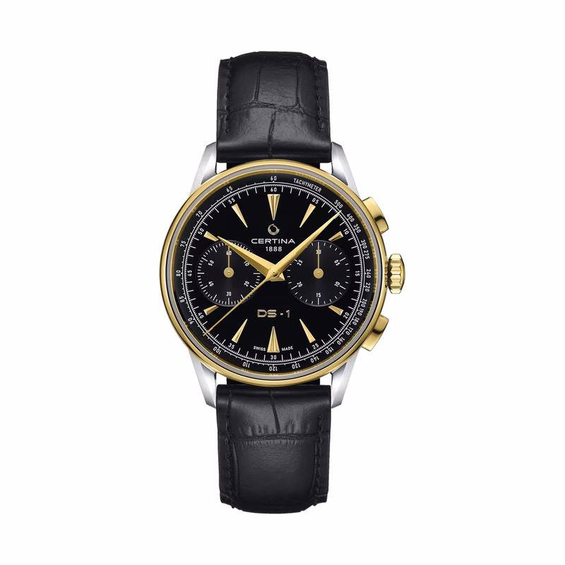 Certina DS-1 Chrono Auto, Automatik, Schwarz, Chronograph, Lederband Herrenuhr C029.462.26.051.00