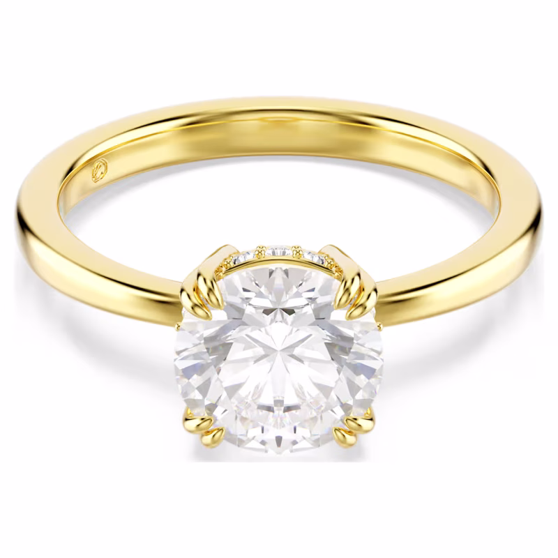 Swarovski  Stilla Cocktailring Rundschliff, Weiß, 18k vergoldet
