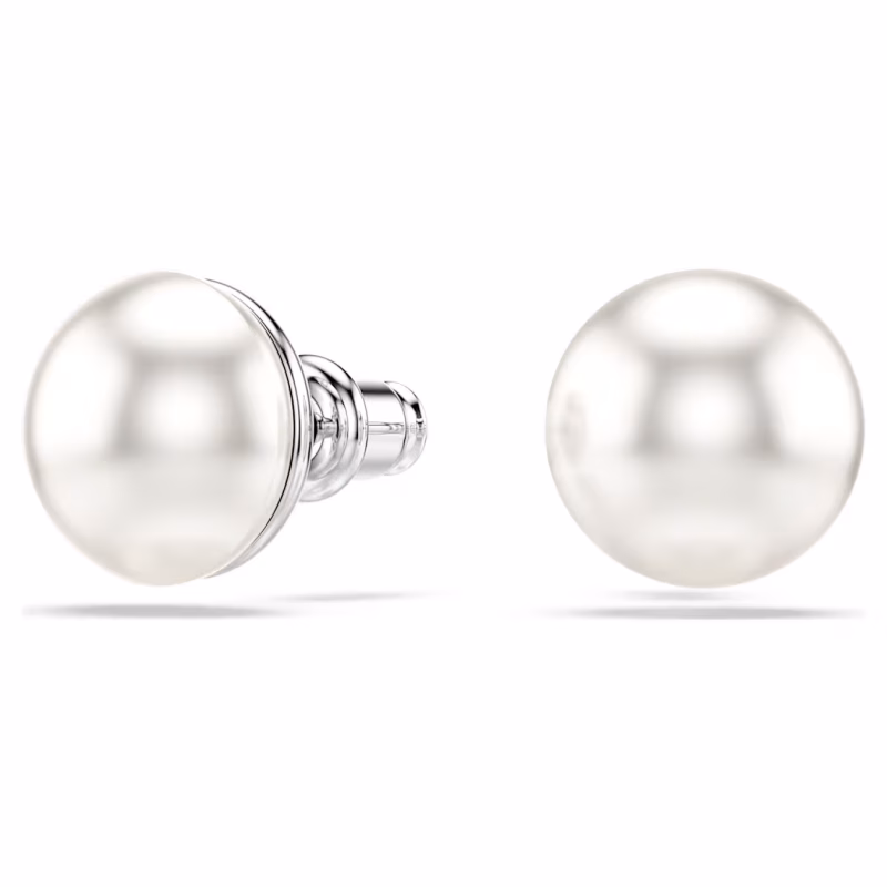 Swarovski  Matrix Ohrstecker Kristallperle, Weiß, Rhodiniert