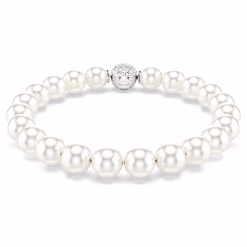 Swarovski  Matrix Armband Kristallperle, Weiß, Rhodiniert