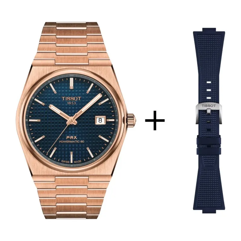 Tissot PRX Powermatic 80 Herrenuhr T137.407.33.041.00 Set mit blauem Kautschukband