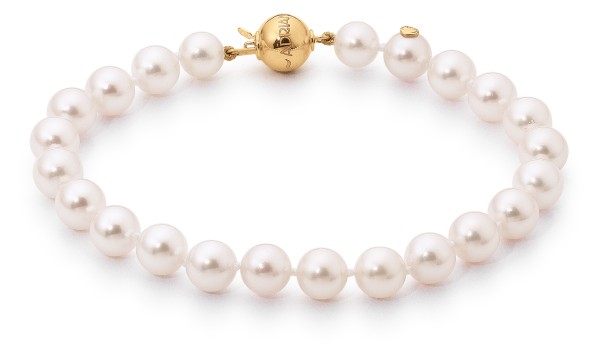 Adriana Akoya-Perlenarmband 7-7,5 mm mit Kugelschließe Gelbgold N6-7